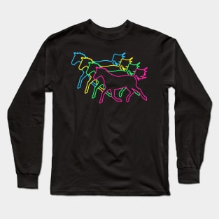 Horse 80s Neon Long Sleeve T-Shirt